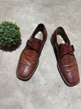 Julio Blanco Genuine Lizard Shoes Men Size 13 Brown Leather Business Casual Fall